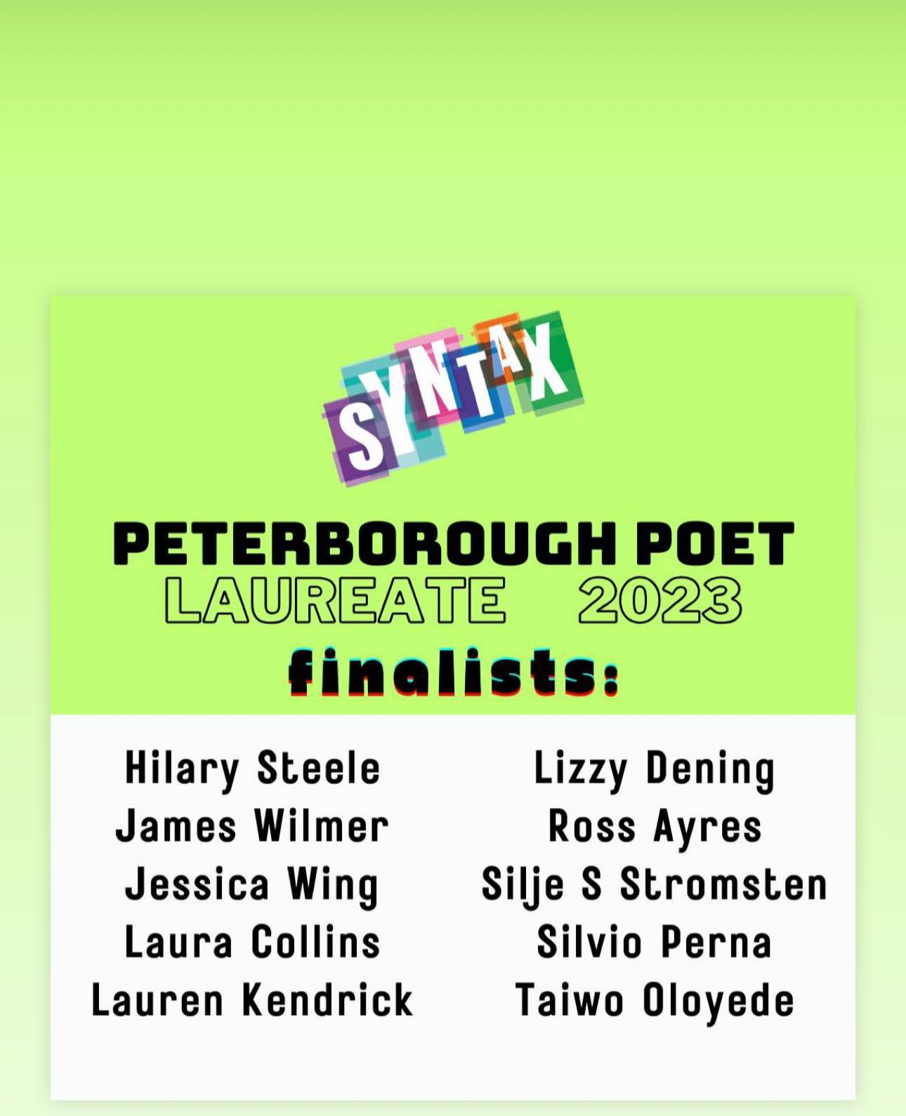 A list of names of contestants for the Peterborough festival